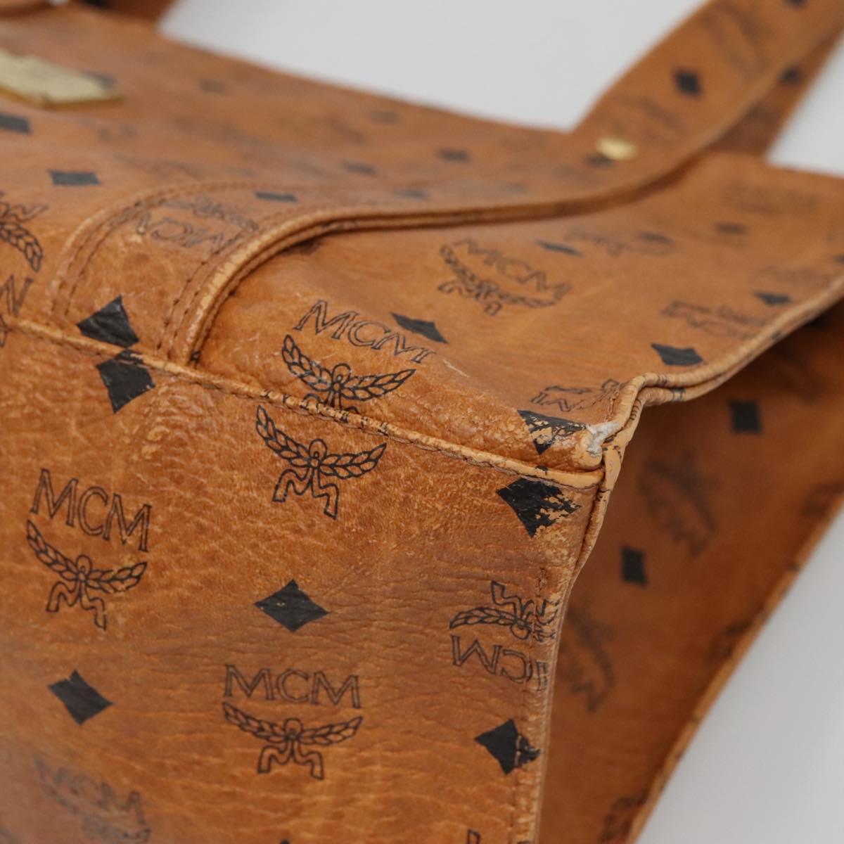 MCM Logogram Vicetos Shoulder Bag PVC Brown Gold Auth BA5434