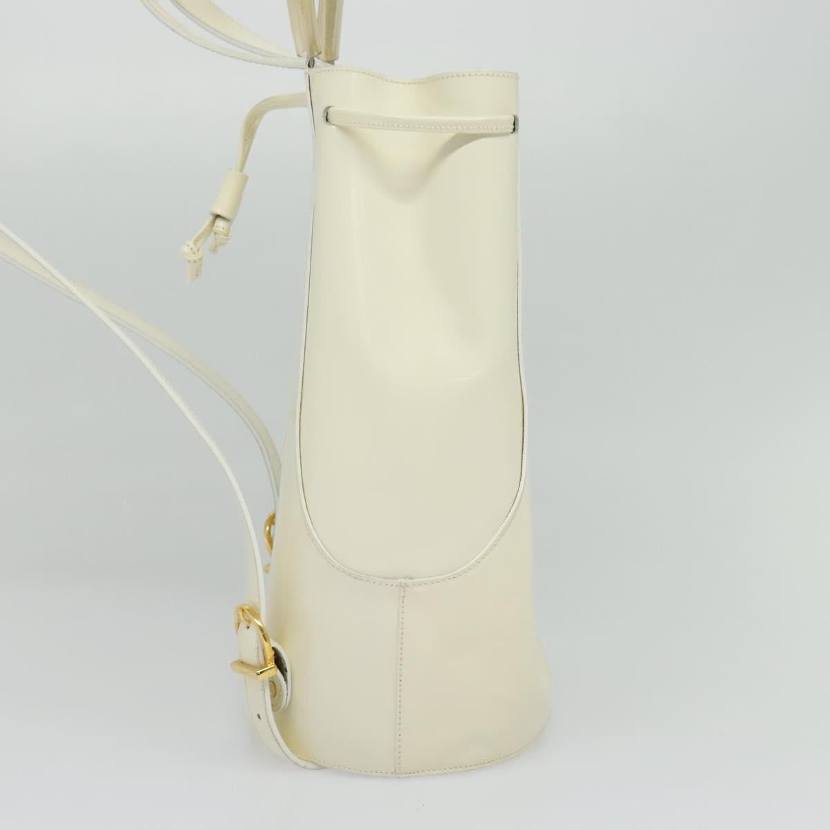 Salvatore Ferragamo Gancini Backpack Patent leather White Auth BA5435