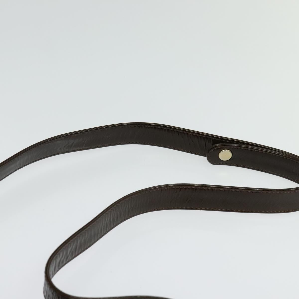 BALLY Shoulder Bag Suede Dark Brown Gold Auth BA5436