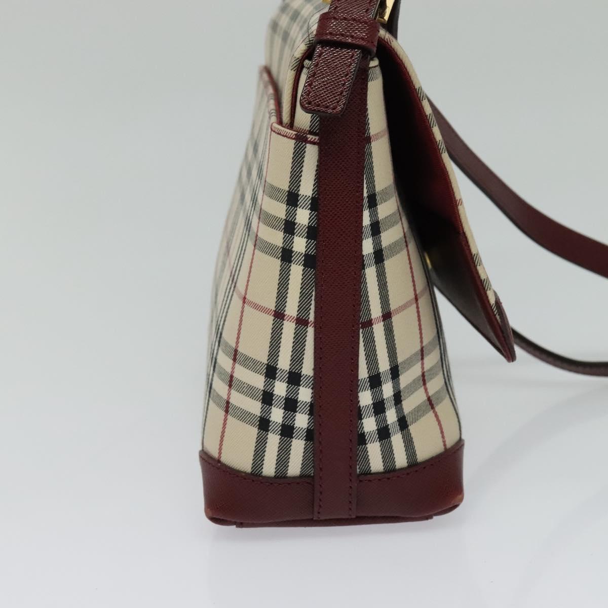 BURBERRY Nova Check Shoulder Bag Canvas Beige Gold Auth BA5440