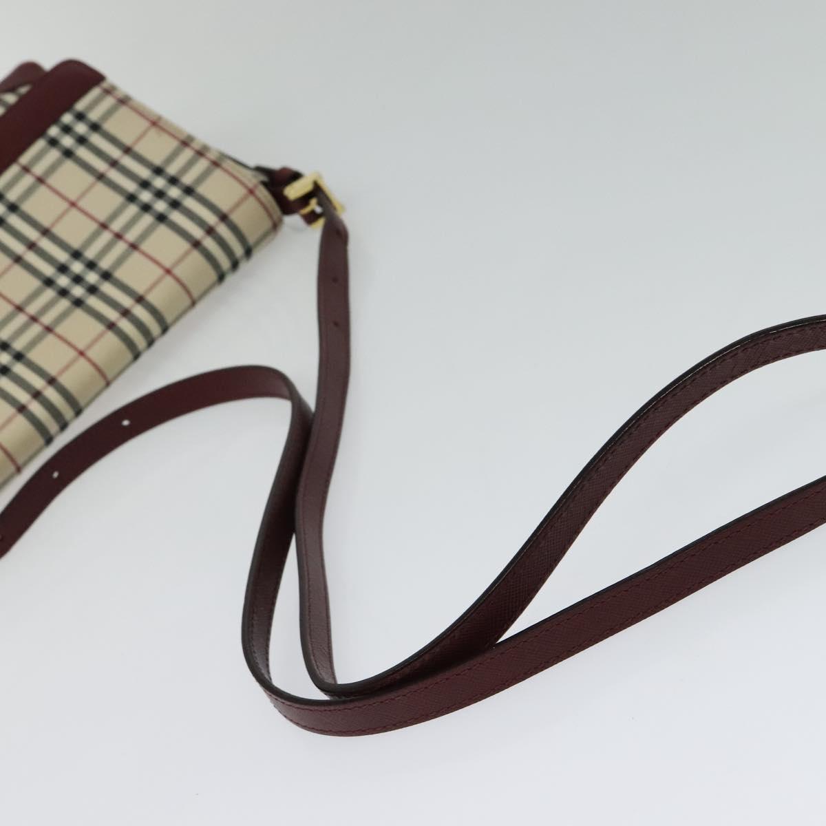 BURBERRY Nova Check Shoulder Bag Canvas Beige Gold Auth BA5440