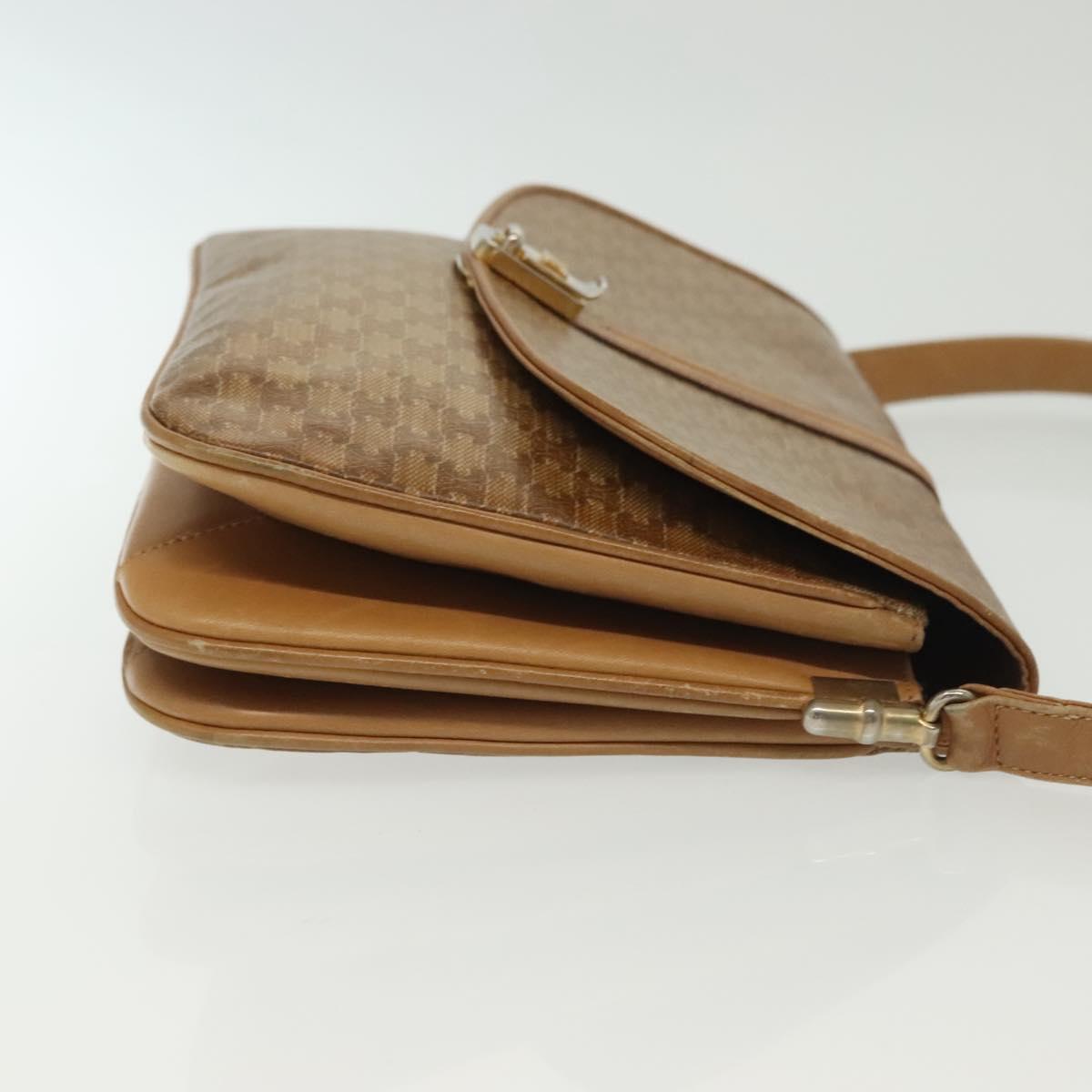 CELINE Macadam Canvas Shoulder Bag PVC Beige Gold Auth BA5468
