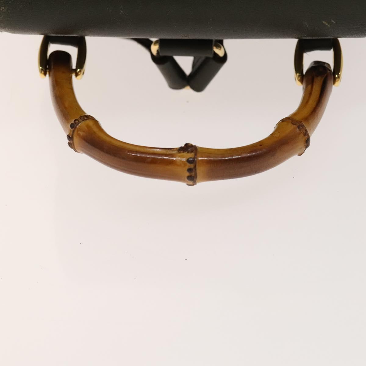 GUCCI Bamboo Backpack Leather Outlet Khaki Gold 003 3444 0030 Auth BA5469