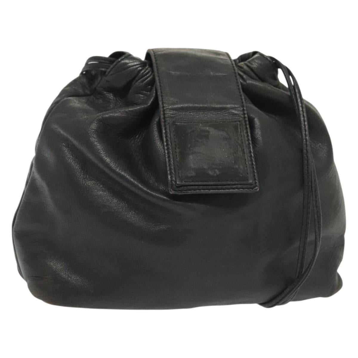 LOEWE Anagram Shoulder Bag Leather Black Auth BA5470