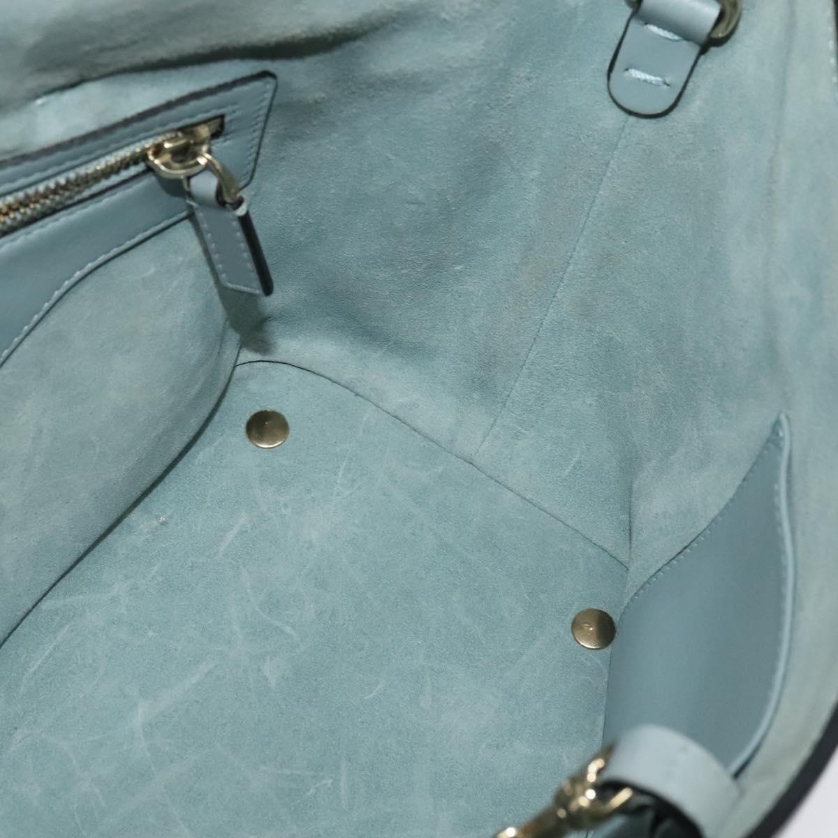 VALENTINO Hand Bag Leather 2way Light Blue Gold Auth BA5471