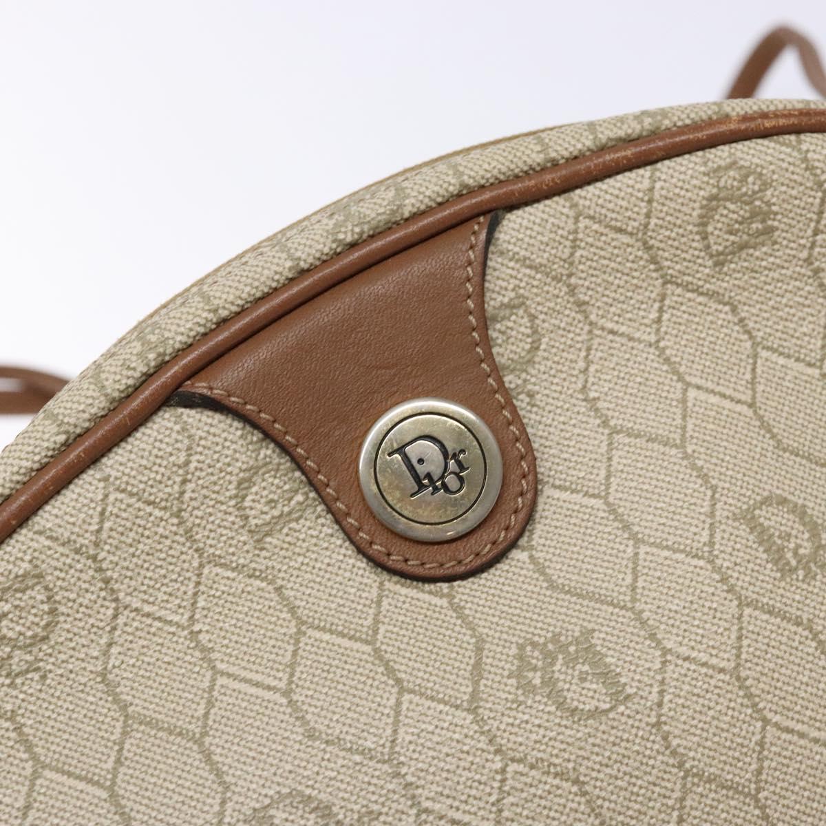 Christian Dior Honeycomb Canvas Shoulder Bag PVC Beige Gold Auth BA5486