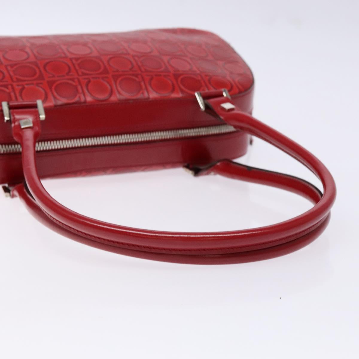 Salvatore Ferragamo Shoulder Bag Leather Red Silver Auth BA5488