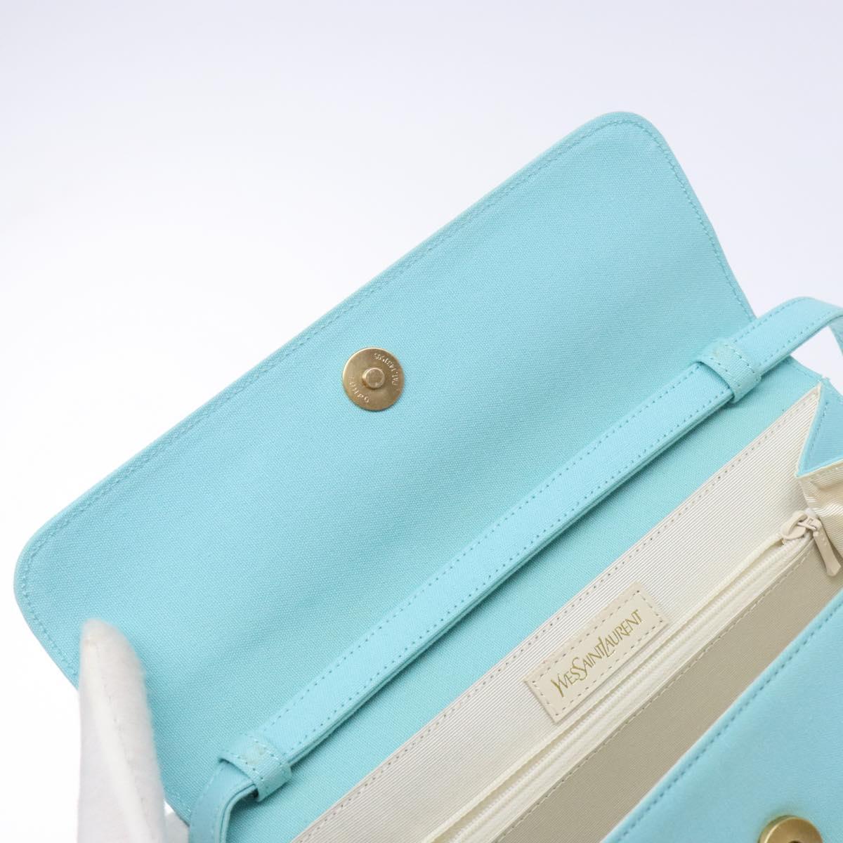 SAINT LAURENT Shoulder Bag Canvas Light Blue Auth BA5491
