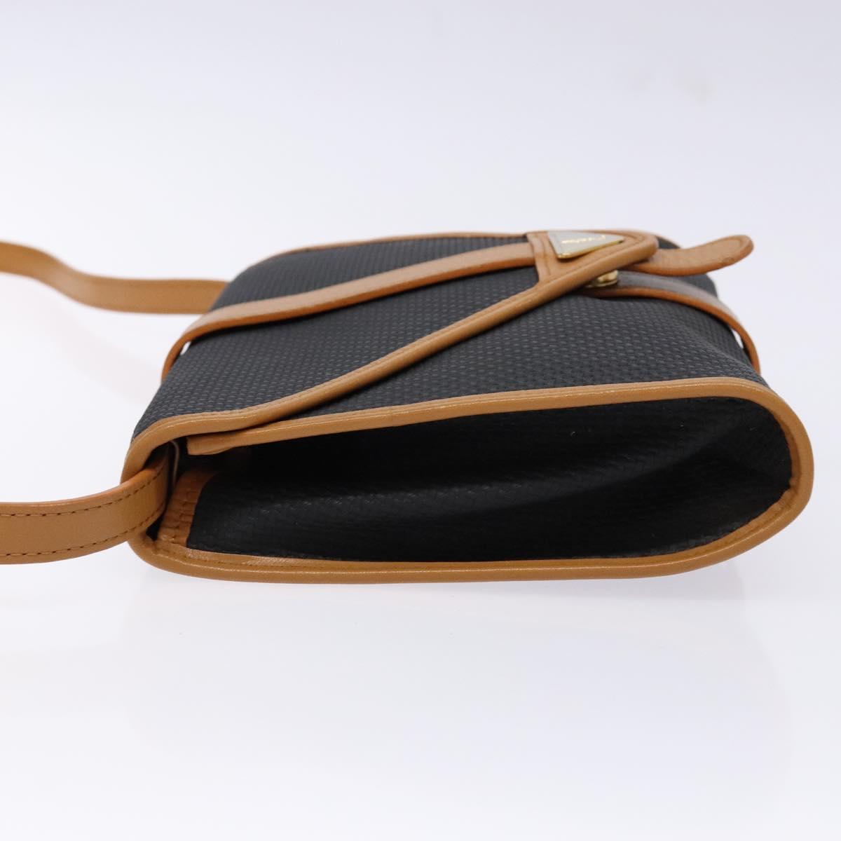 SAINT LAURENT Shoulder Bag PVC Leather Brown Gold Auth BA5492