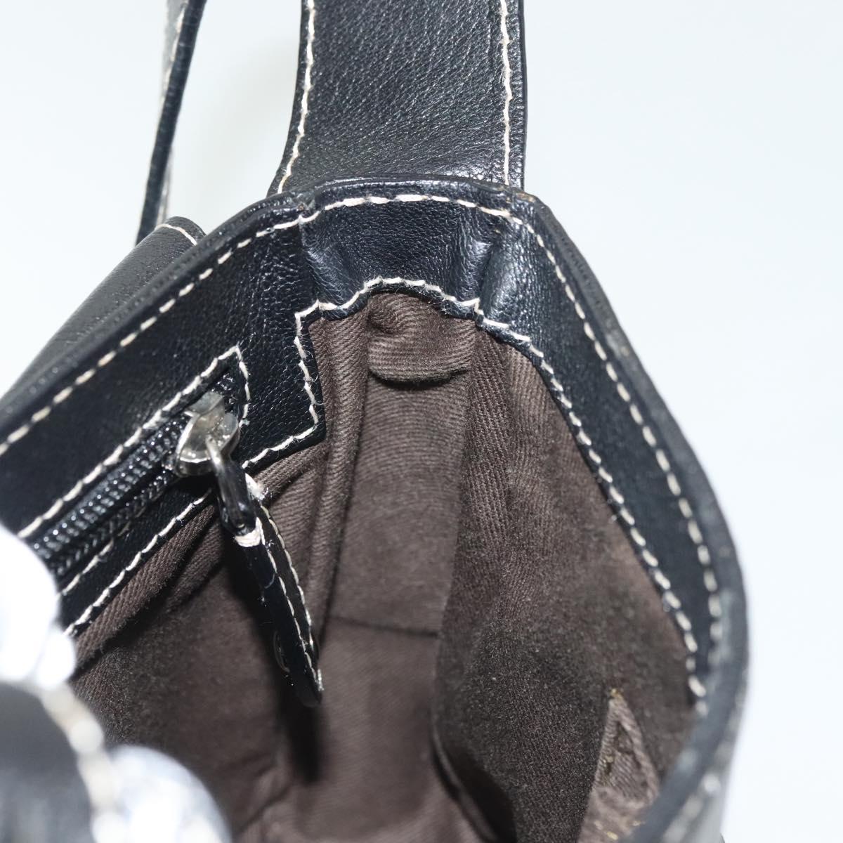 BALLY Shoulder Bag Leather Black Silver Auth BA5493