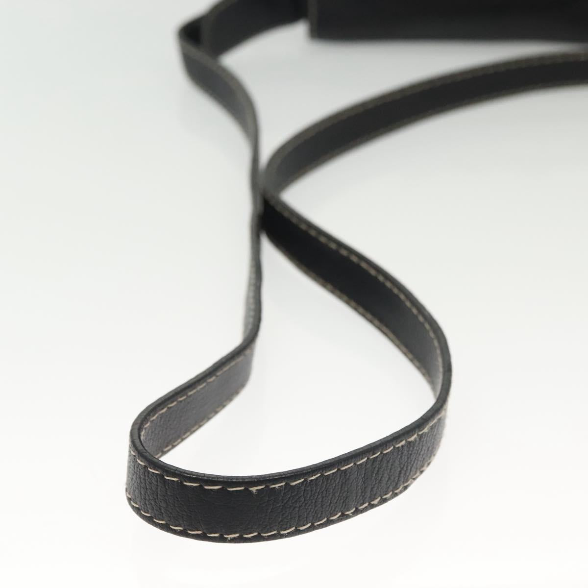 BALLY Shoulder Bag Leather Black Silver Auth BA5493