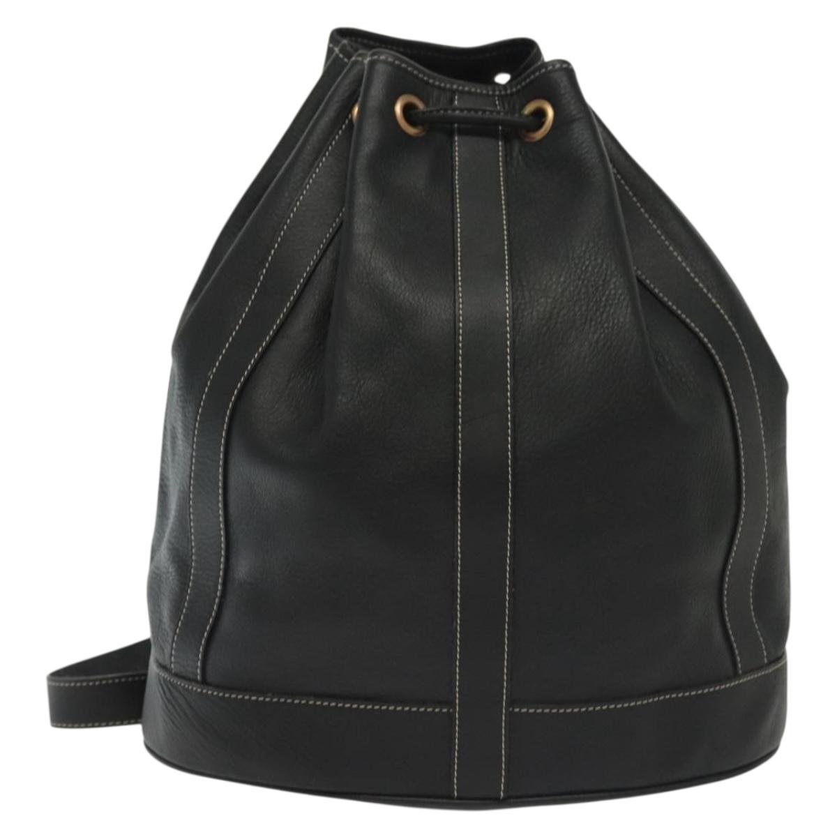 BALLY Shoulder Bag Leather Black Auth BA5494