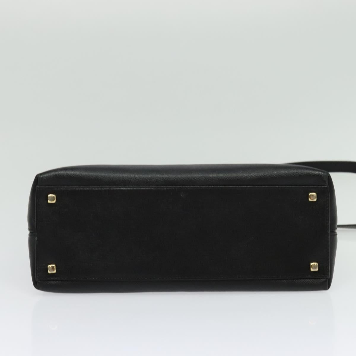 Salvatore Ferragamo Gancini Hand Bag Leather 2way Black Gold Auth BA5503