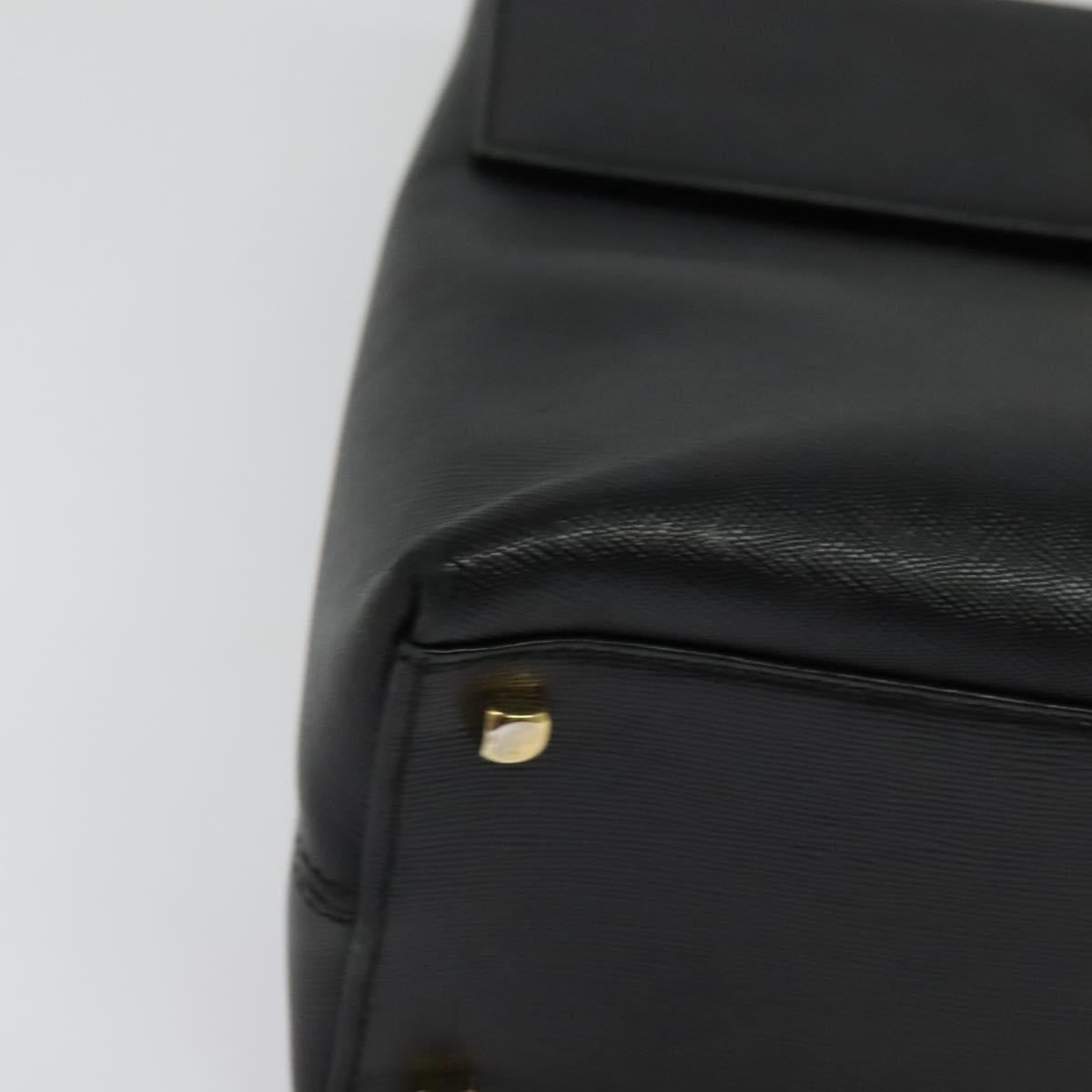 Salvatore Ferragamo Gancini Hand Bag Leather 2way Black Gold Auth BA5503