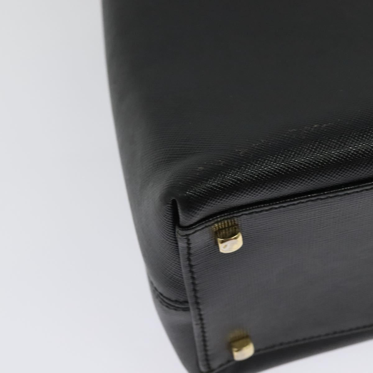 Salvatore Ferragamo Gancini Hand Bag Leather 2way Black Gold Auth BA5503