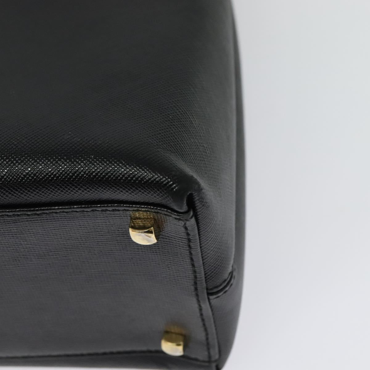 Salvatore Ferragamo Gancini Hand Bag Leather 2way Black Gold Auth BA5503