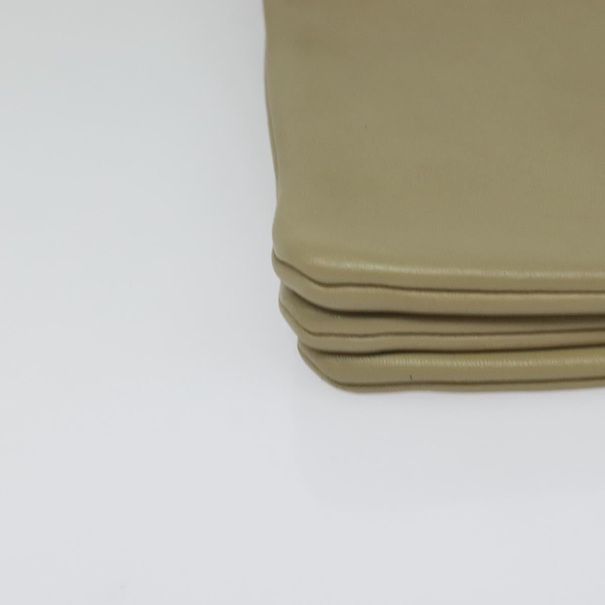 CELINE Trio Shoulder Bag Leather Beige Gold Auth BA5505