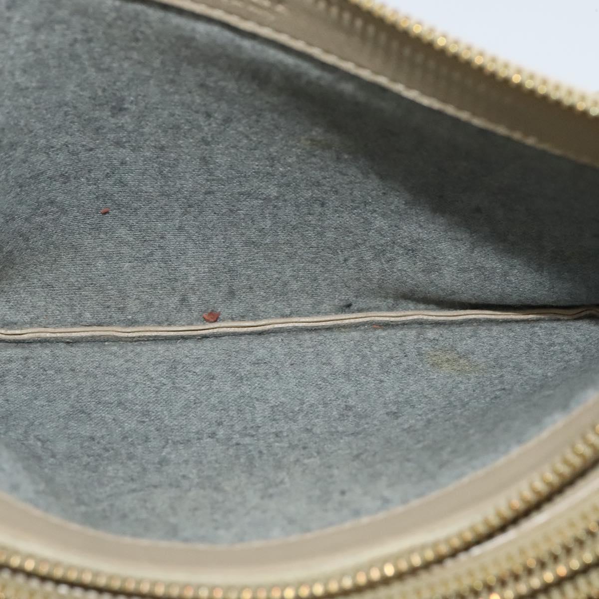 CELINE Trio Shoulder Bag Leather Beige Gold Auth BA5505