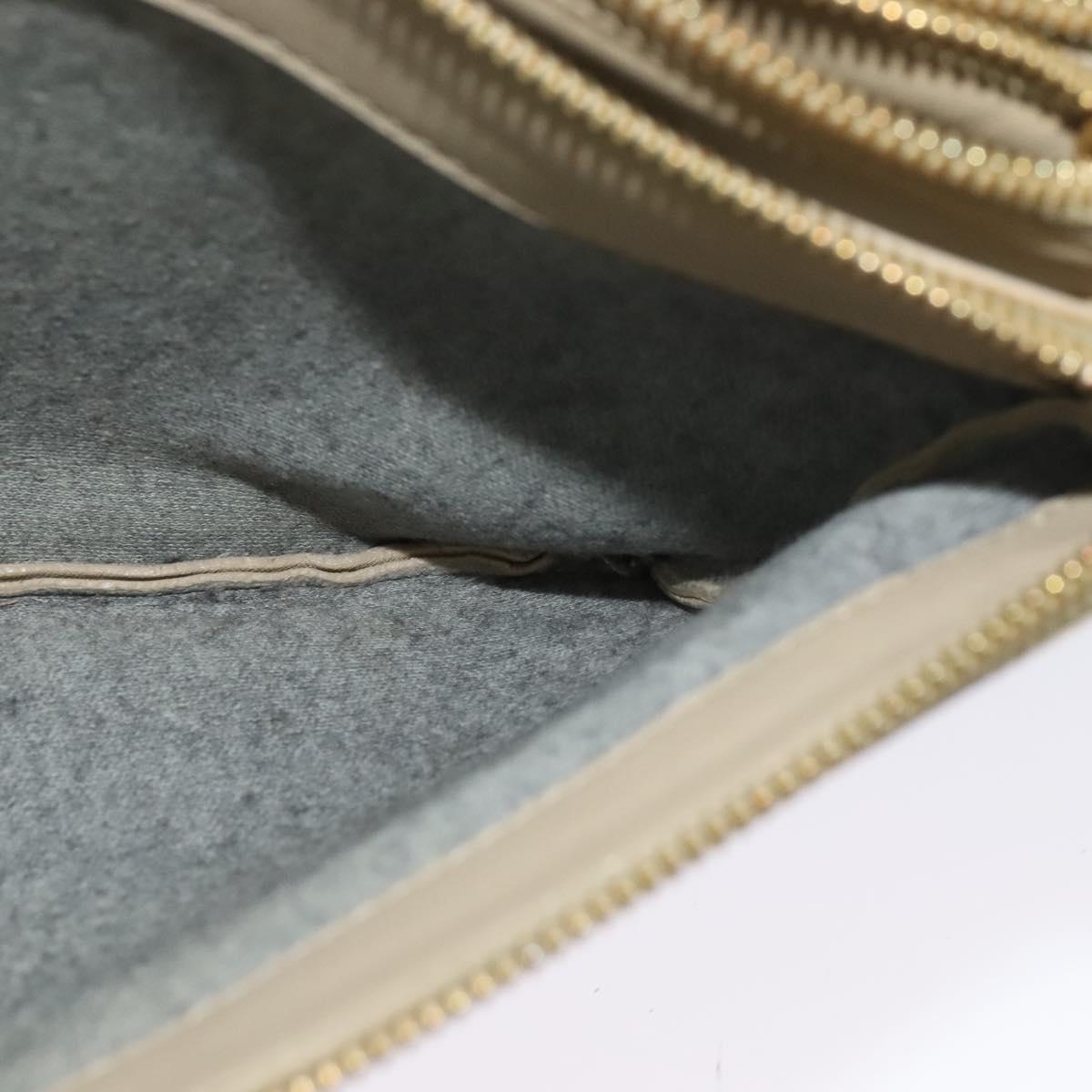 CELINE Trio Shoulder Bag Leather Beige Gold Auth BA5505