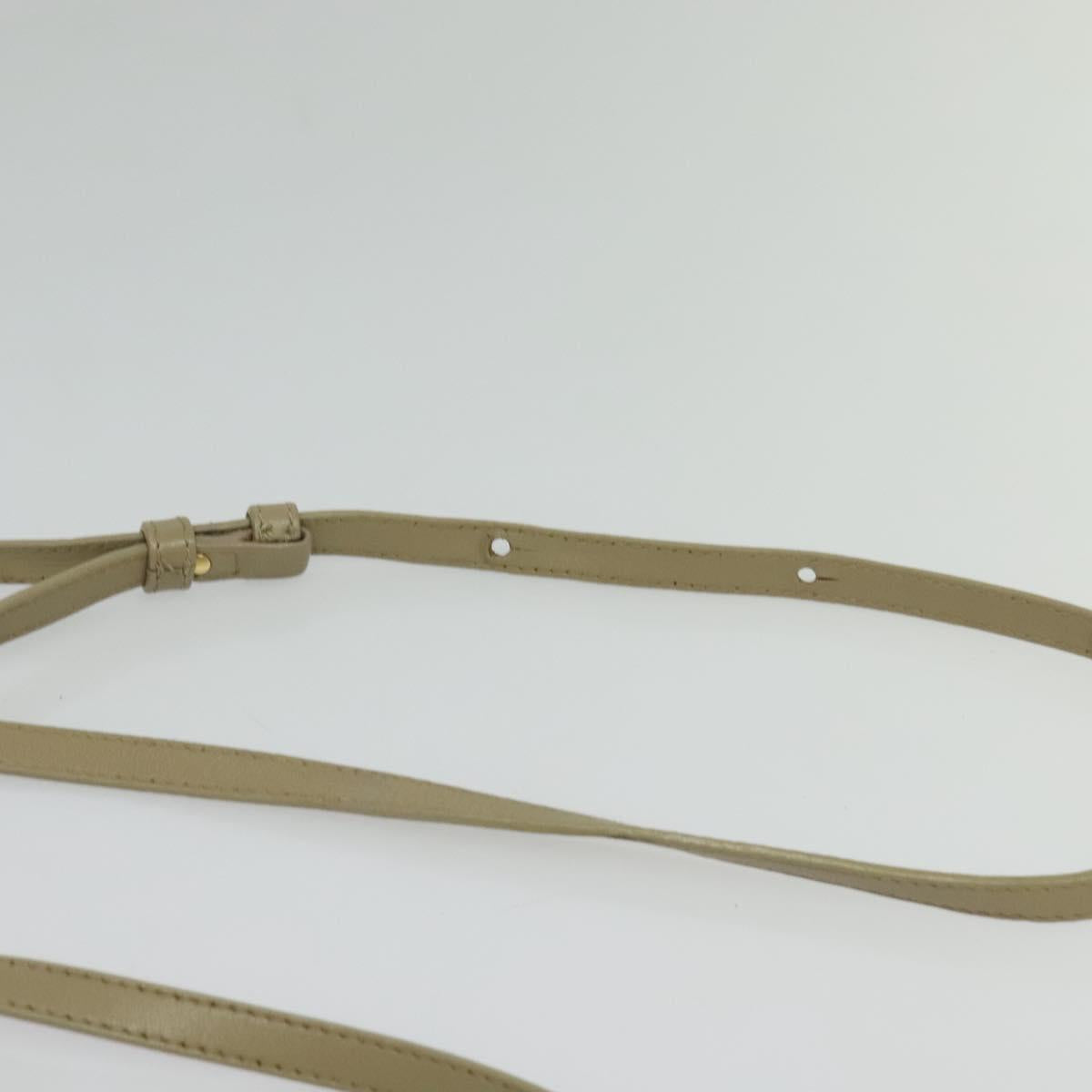 CELINE Trio Shoulder Bag Leather Beige Gold Auth BA5505