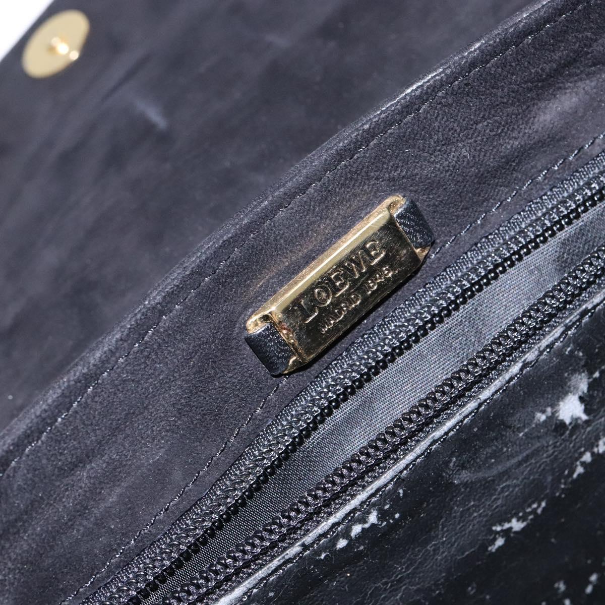 LOEWE Shoulder Bag Suede Black Gold Auth BA5507