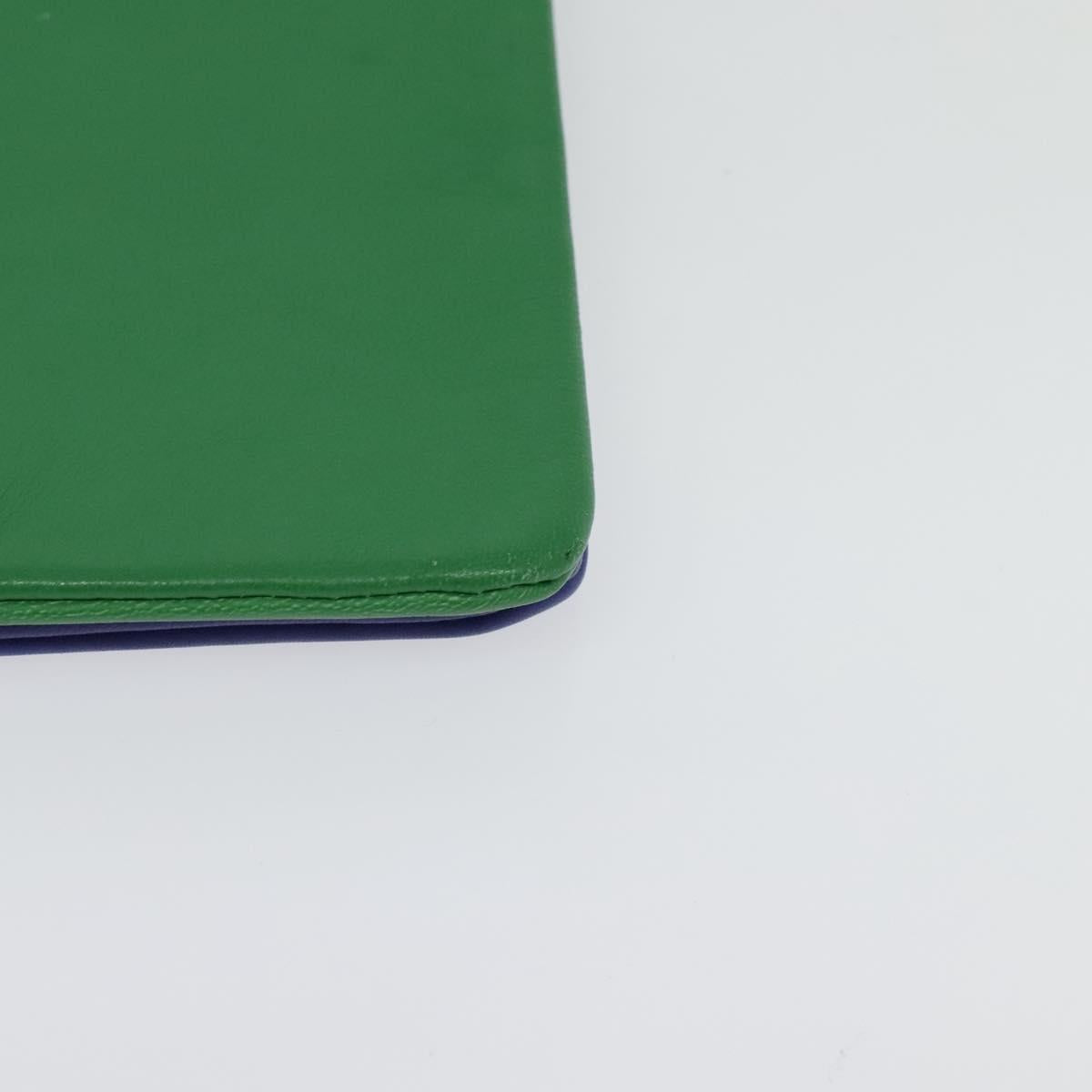 CELINE Trio Shoulder Bag Leather Green Gold Auth BA5510