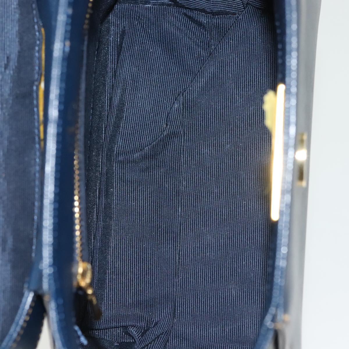VALENTINO Hand Bag Leather Navy Gold Auth BA5531