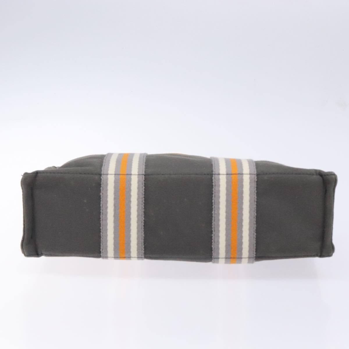 HERMES Fourre Tout PM Hand Bag Canvas Silver Gray Auth BA5534