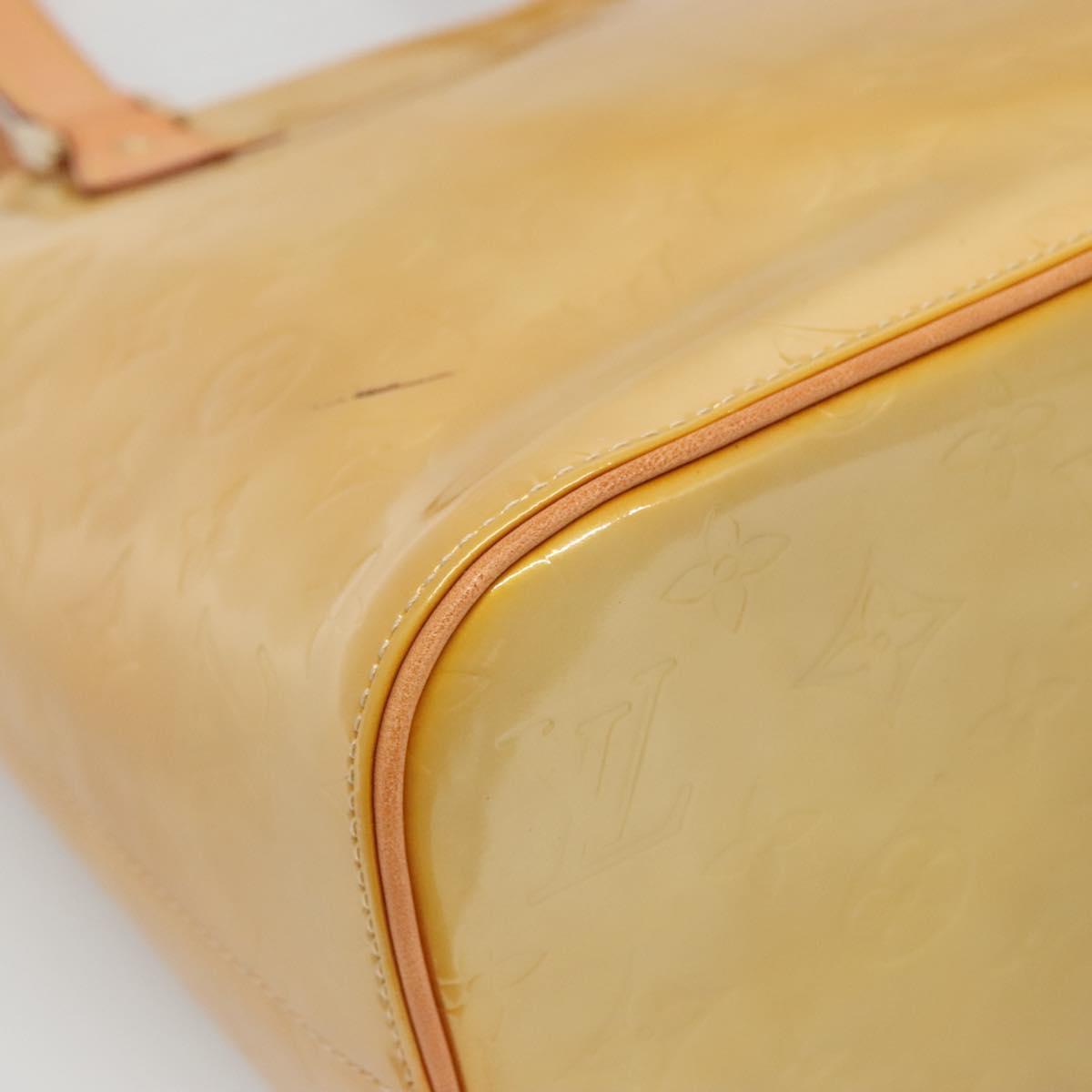 LOUIS VUITTON Monogram Vernis Houston Hand Bag Beige M91004 LV Auth BA5537