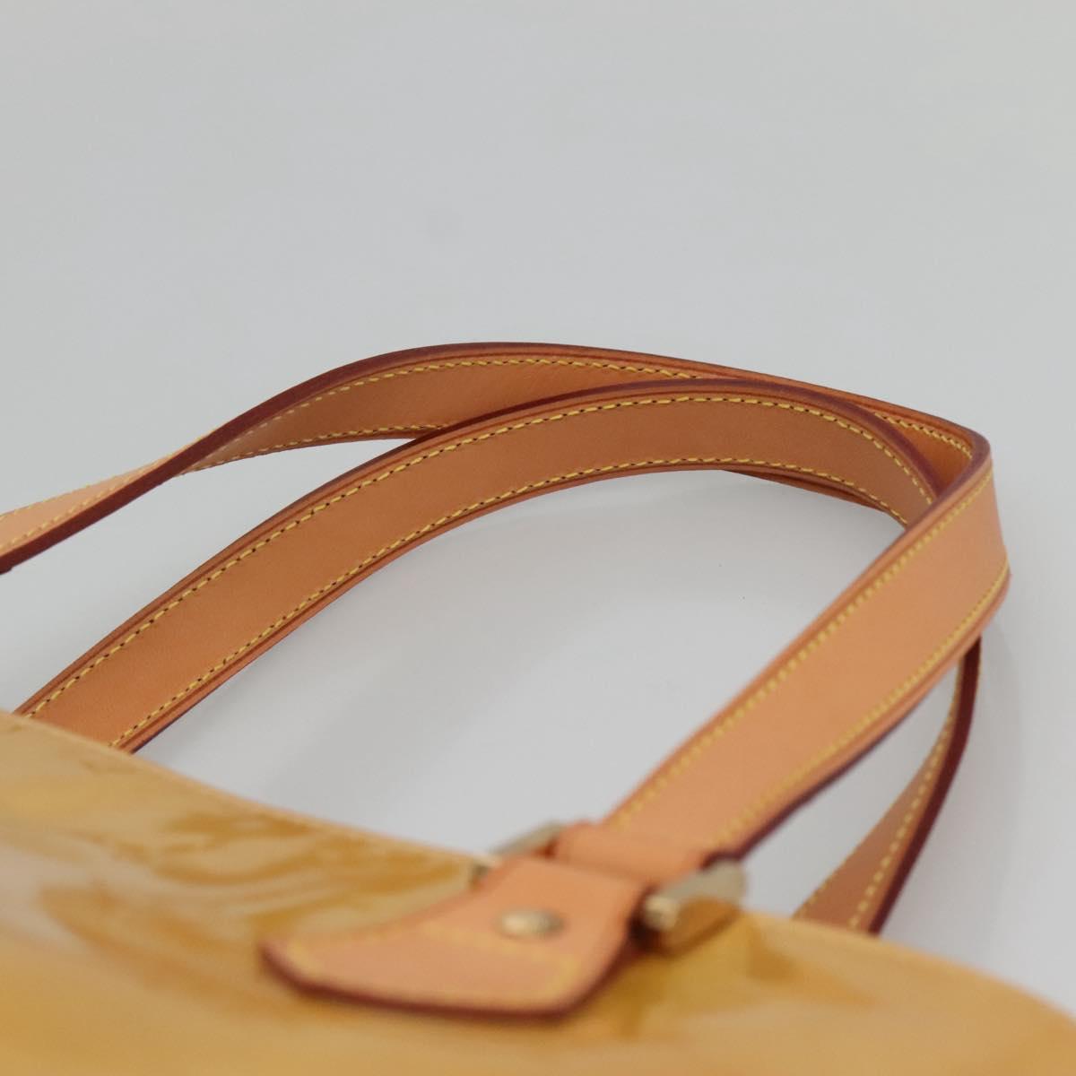 LOUIS VUITTON Monogram Vernis Houston Hand Bag Beige M91004 LV Auth BA5537