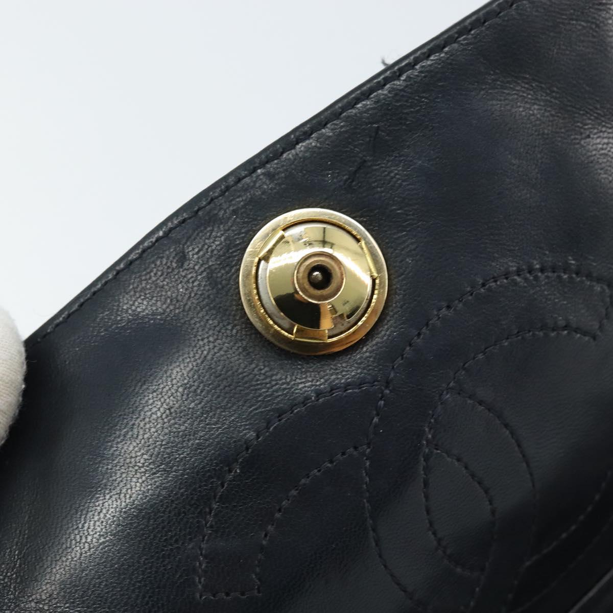 CHANEL Matelasse Chain Shoulder Bag Lamb Skin Black Gold CC Auth BA5545