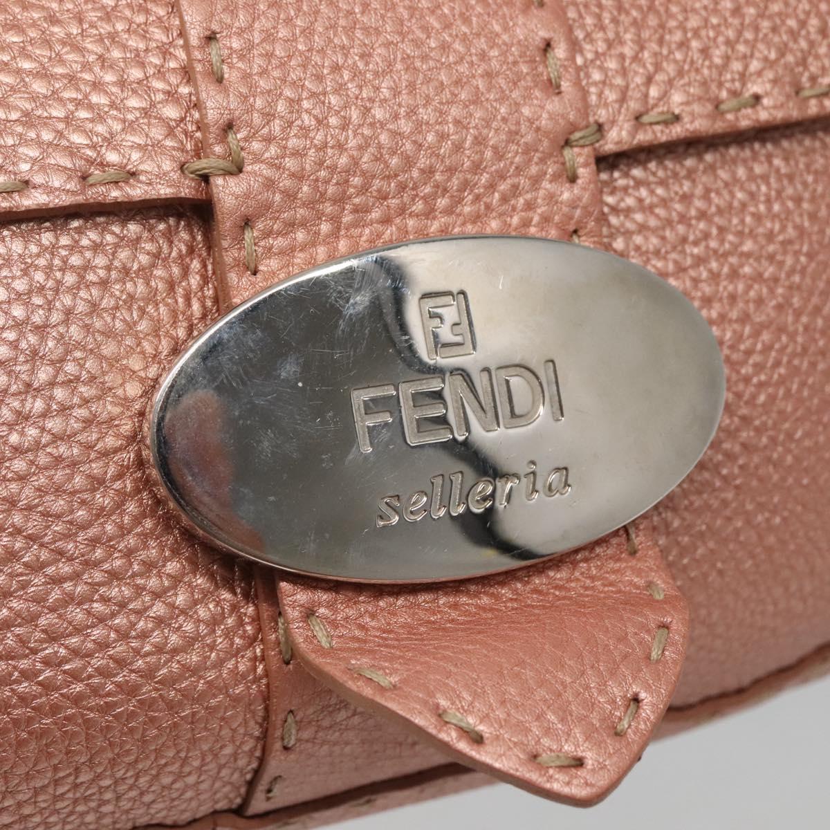 FENDI Celeria Shoulder Bag Leather Pink Silver Auth BA5547