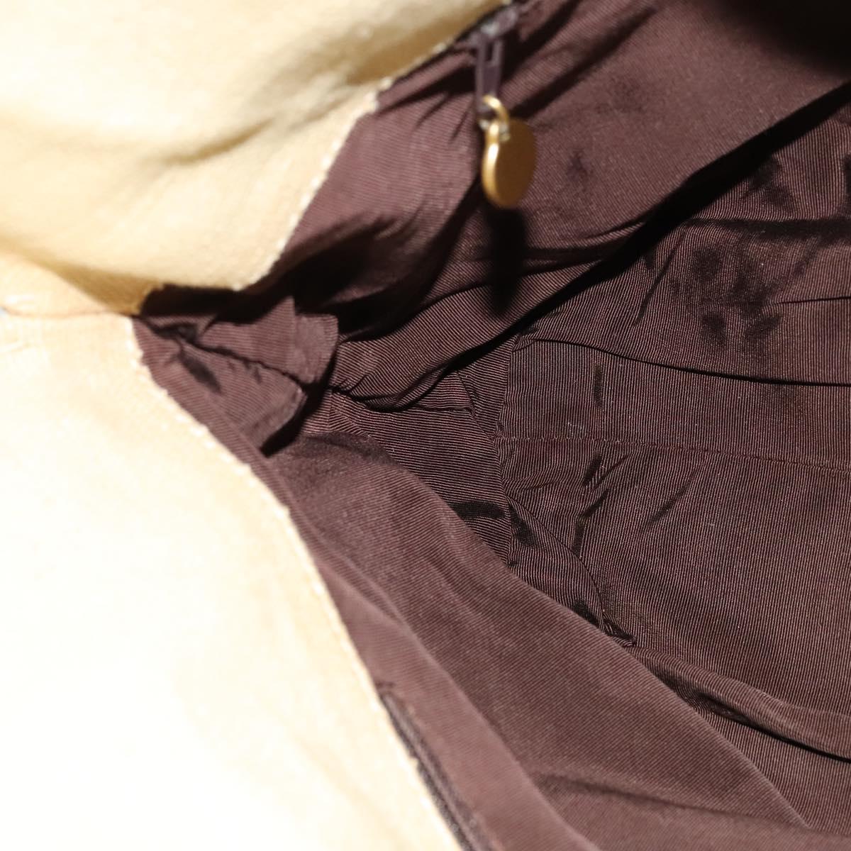 CHANEL Tote Bag Canvas Leather Beige CC Auth BA555