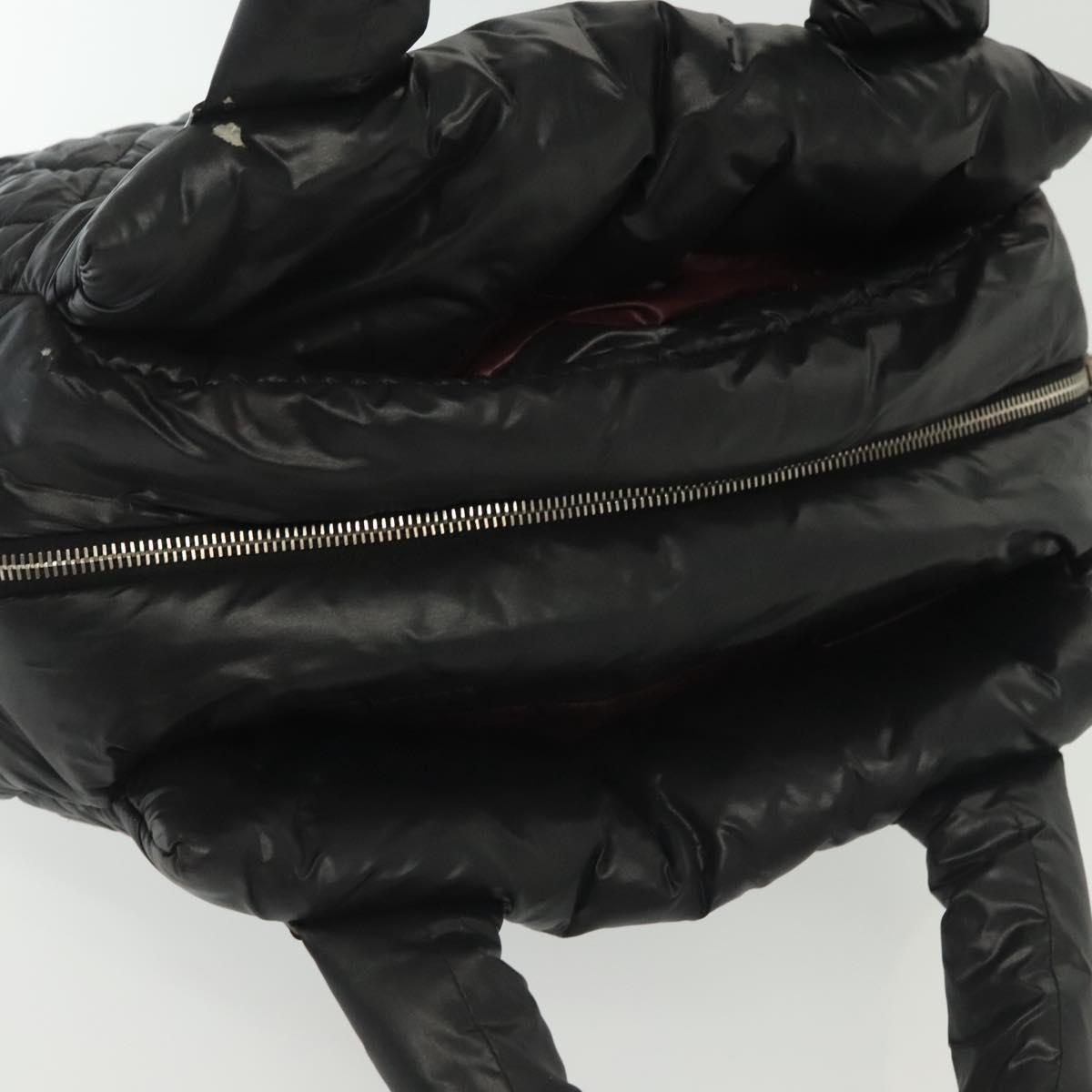 CHANEL Cococoon Hand Bag Nylon Black Silver CC Auth BA5555
