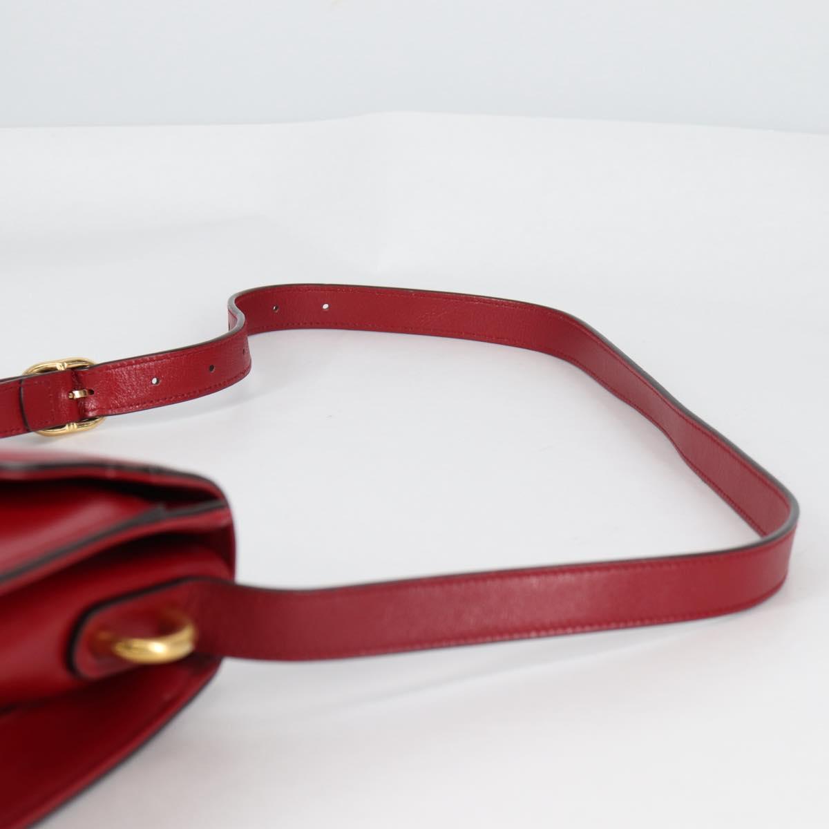 GUCCI GG Marmont Shoulder Bag Leather Red Gold 589474 Auth BA5558V