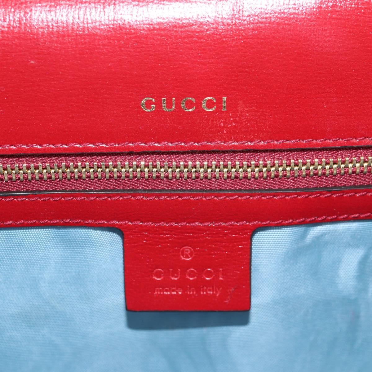 GUCCI GG Marmont Shoulder Bag Leather Red Gold 589474 Auth BA5558V