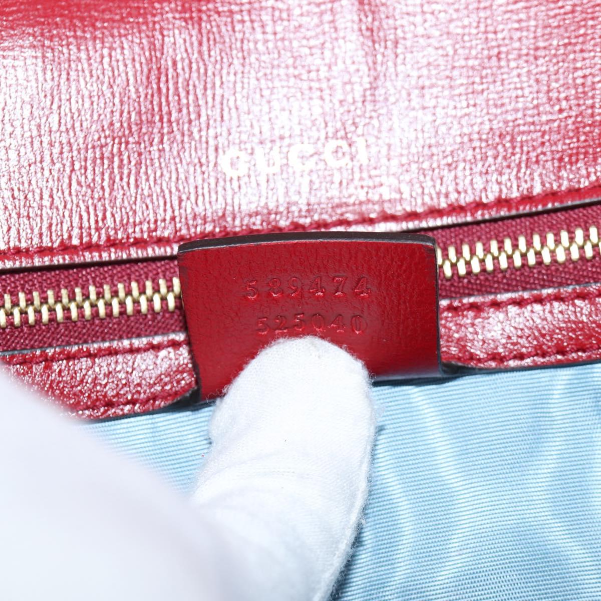GUCCI GG Marmont Shoulder Bag Leather Red Gold 589474 Auth BA5558V