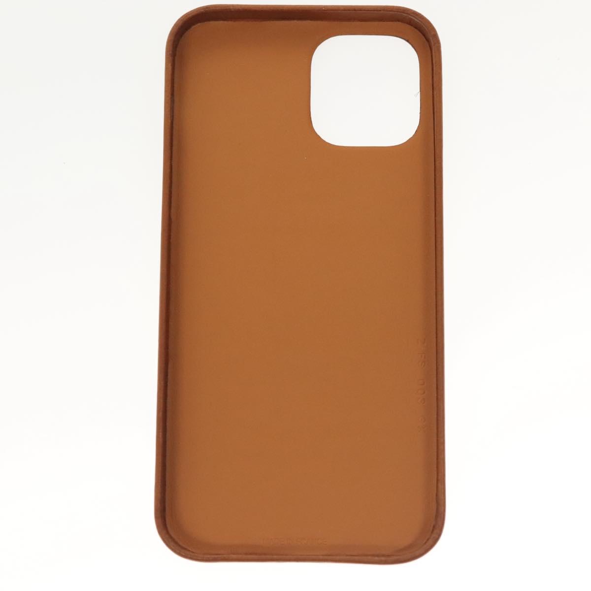 HERMES iPhone 12 & 12 Pro Case iPhone Case Leather Brown Auth BA5561