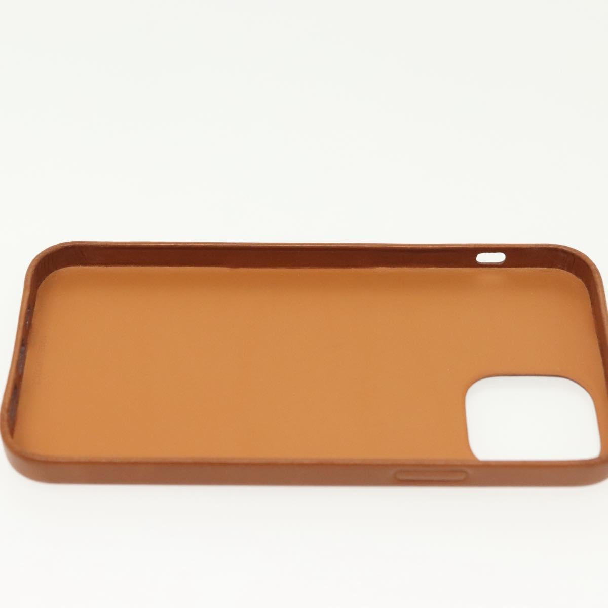 HERMES iPhone 12 & 12 Pro Case iPhone Case Leather Brown Auth BA5561