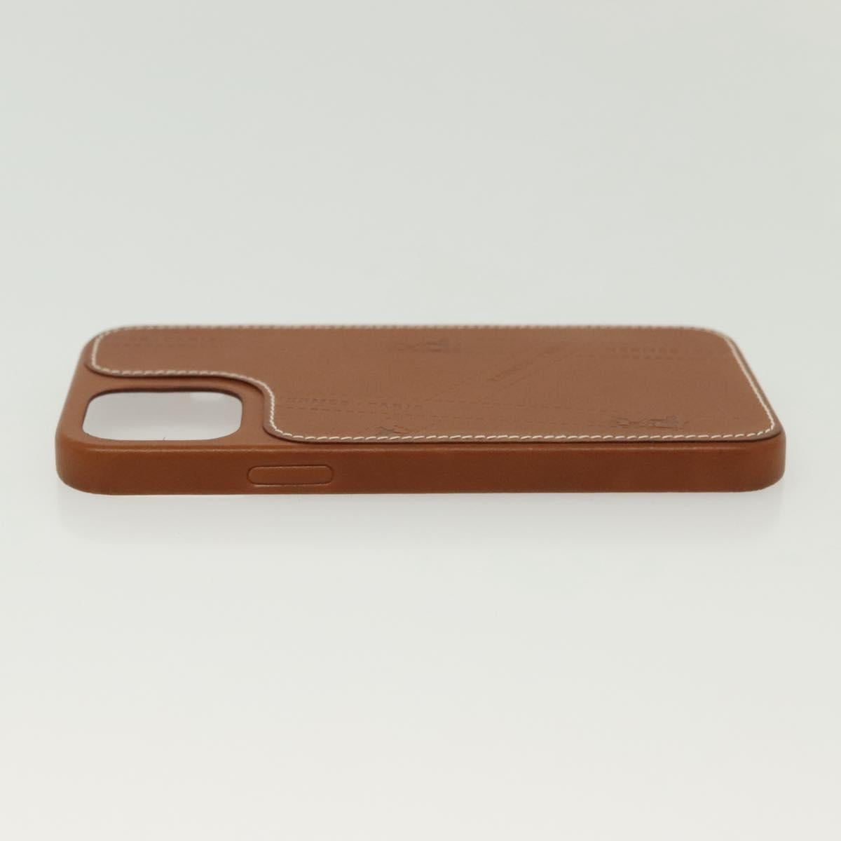 HERMES iPhone 12 & 12 Pro Case iPhone Case Leather Brown Auth BA5561