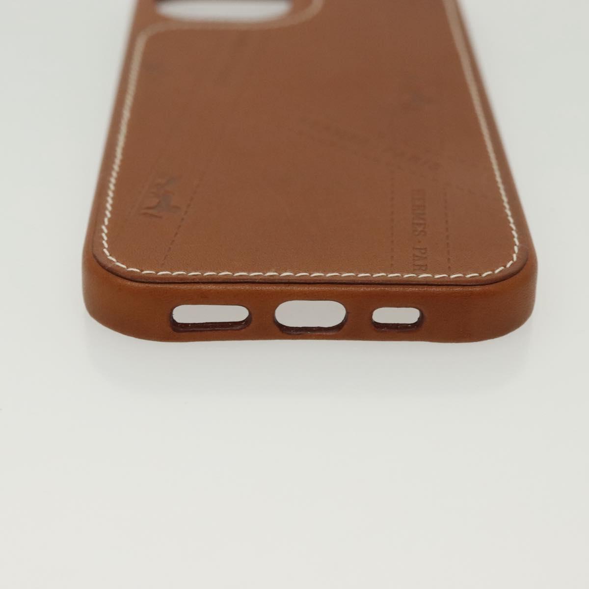 HERMES iPhone 12 & 12 Pro Case iPhone Case Leather Brown Auth BA5561