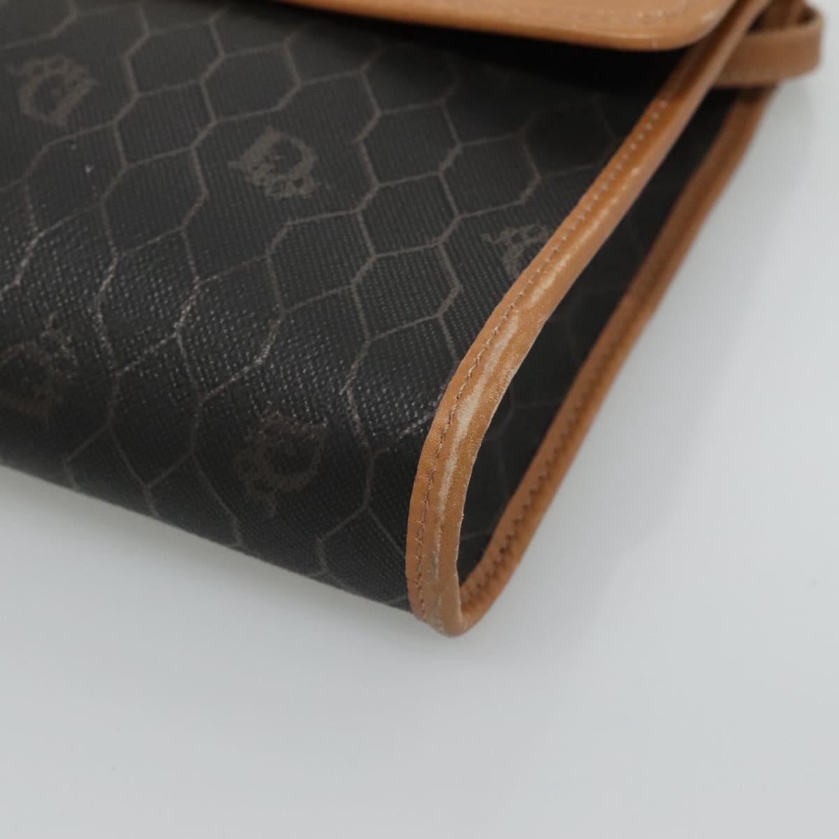 Christian Dior Honeycomb Canvas Shoulder Bag PVC Black Gold Auth BA558