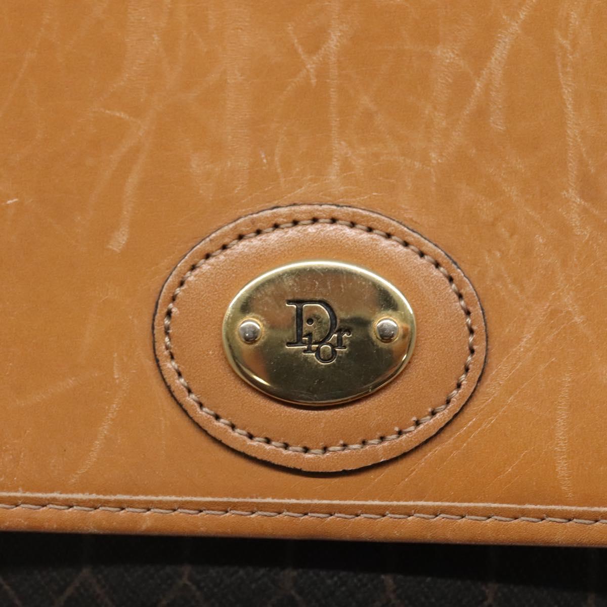 Christian Dior Honeycomb Canvas Shoulder Bag PVC Black Gold Auth BA558