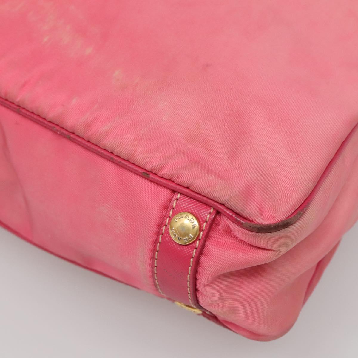 PRADA Tote Bag Nylon 2way Pink Gold Auth BA5588