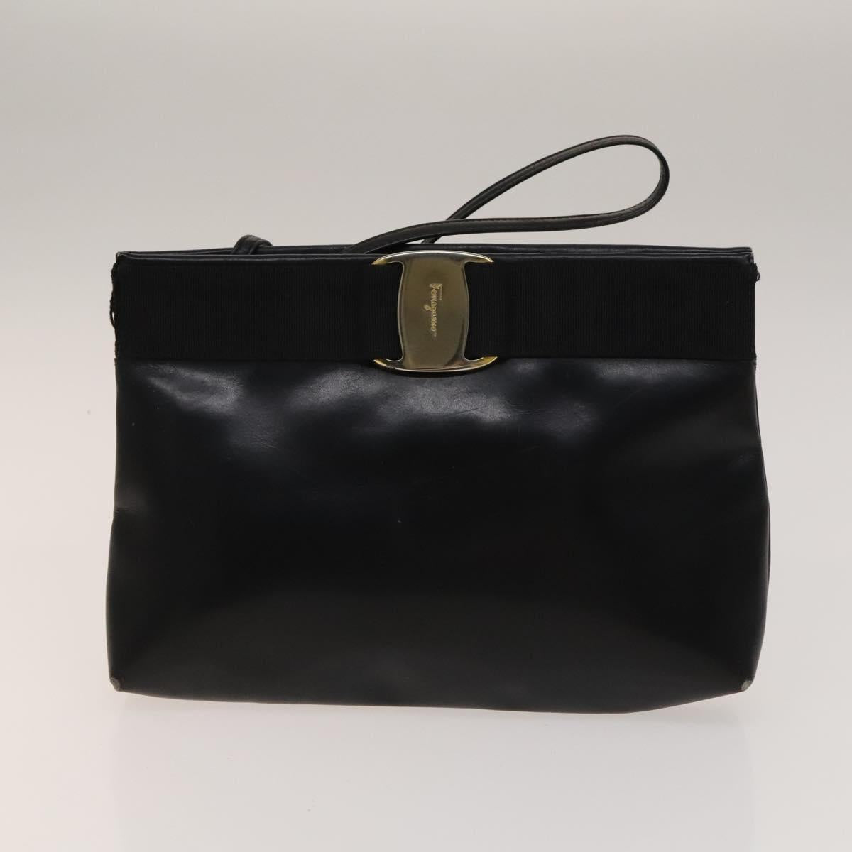 BALLY Ferragamo Shoulder Bag PVC Leather 2Set White Black Auth BA5590