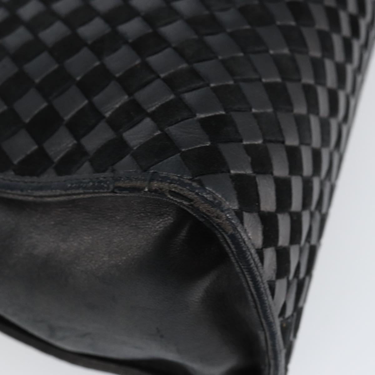 BALLY Hand Bag Leather Black Gold Auth BA5593