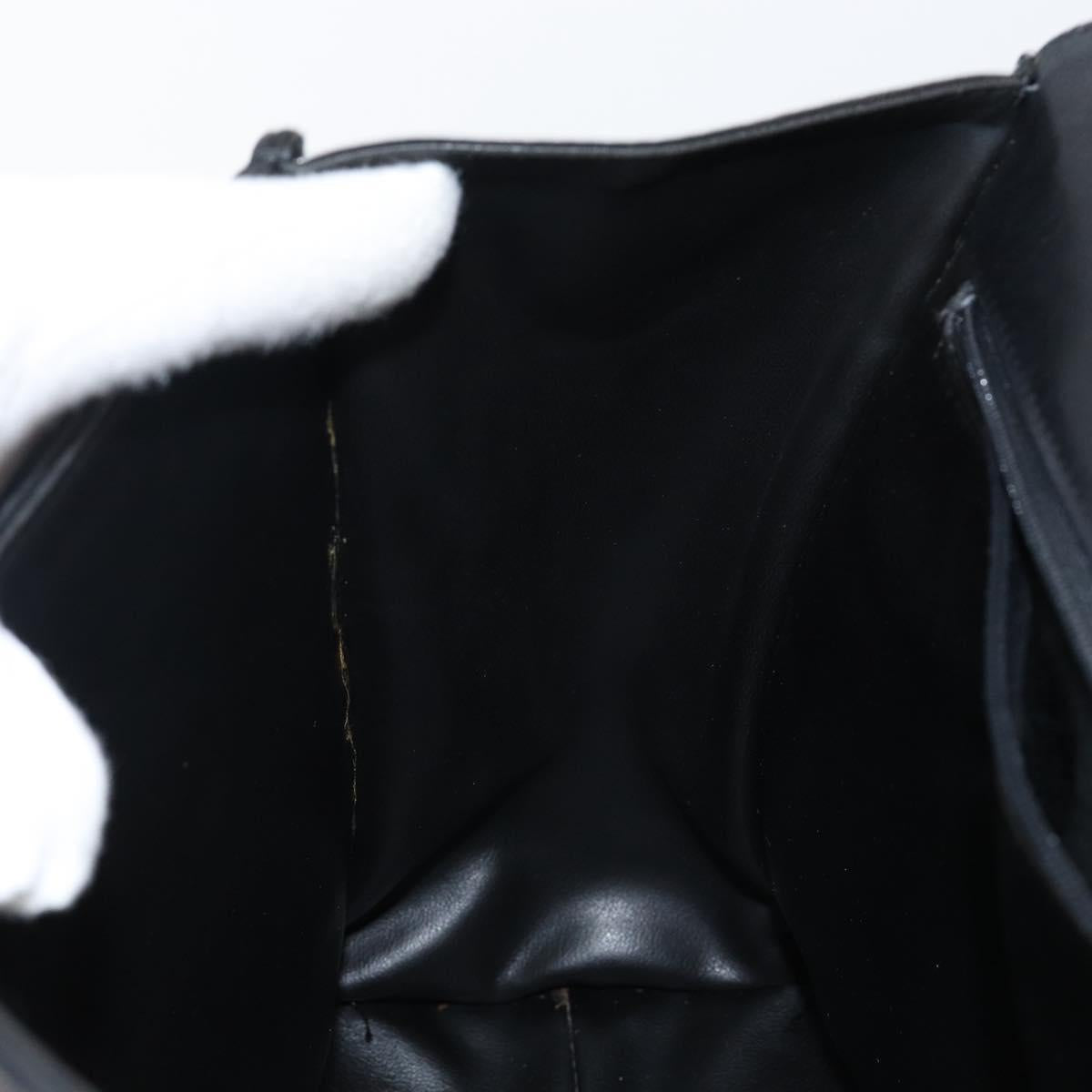 BALLY Hand Bag Leather Black Gold Auth BA5593