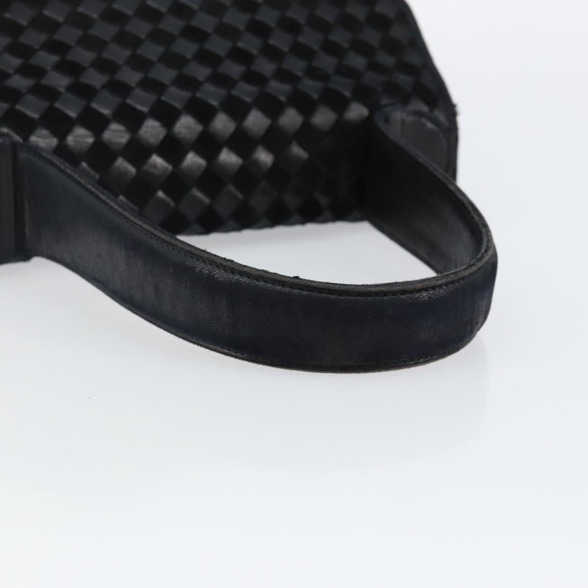 BALLY Hand Bag Leather Black Gold Auth BA5593