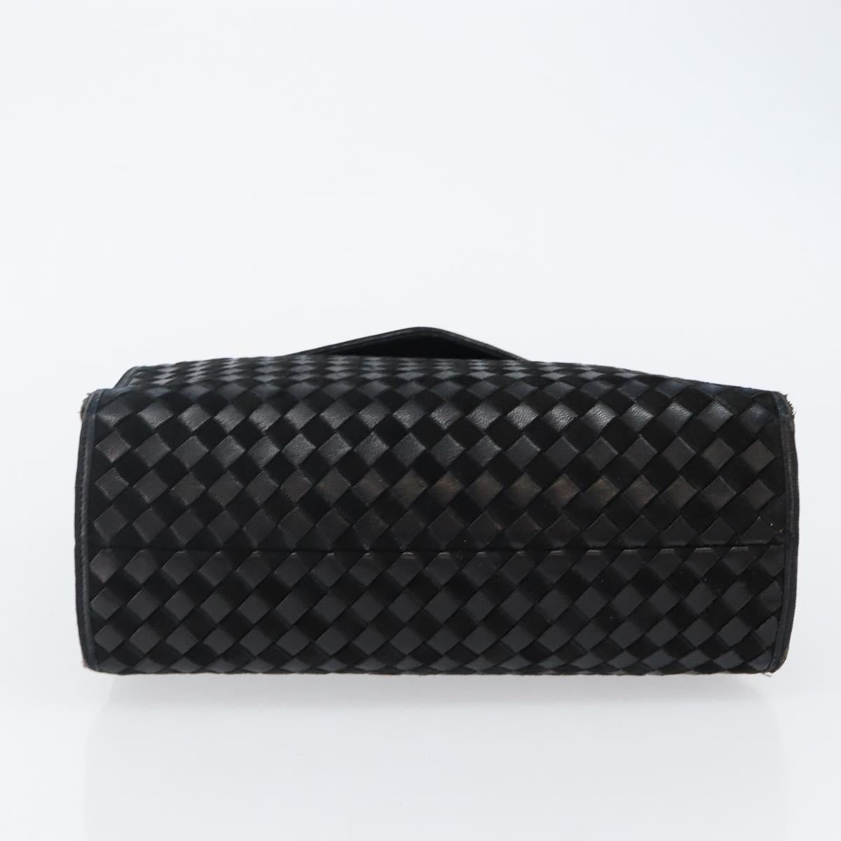 BALLY Hand Bag Leather Black Gold Auth BA5593