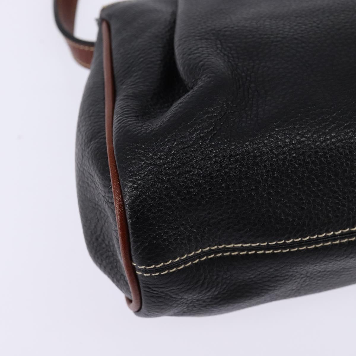 BALLY Shoulder Bag Leather Black Gold Auth BA5594